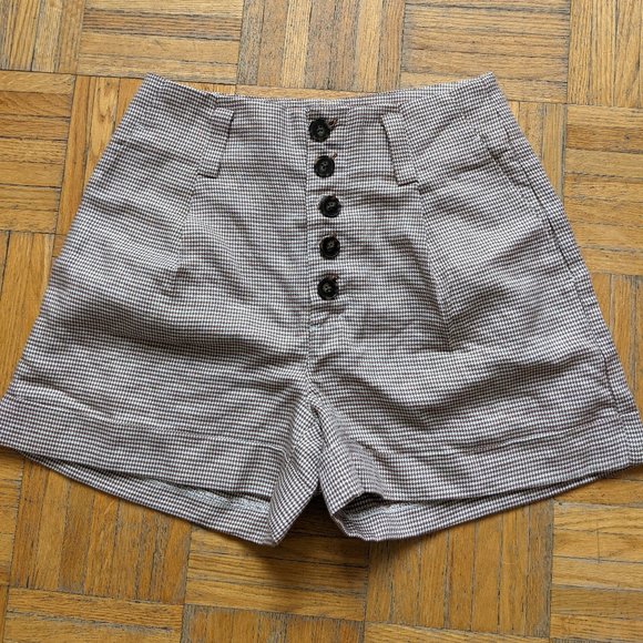 Frank and Oak Houndstooth High Waisted Shorts NWT - Picture 3 of 5